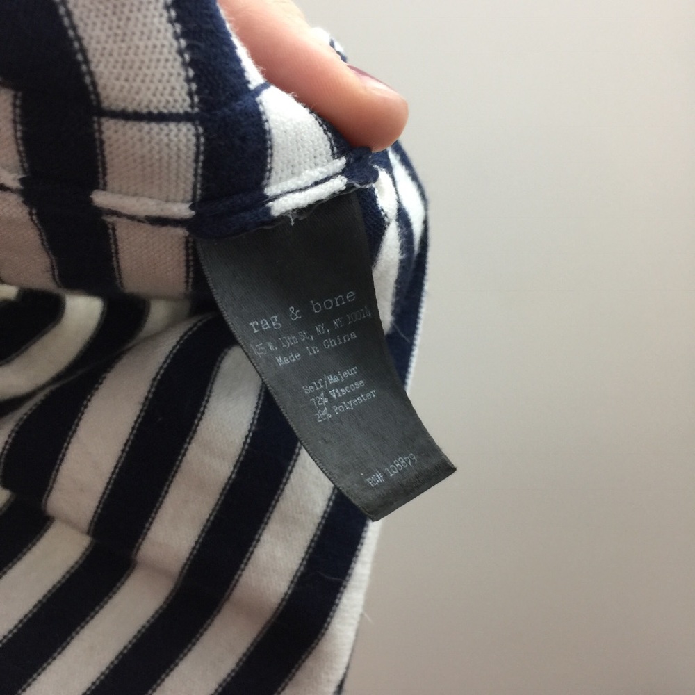 Rag & Bone Blue Striped Mesh Shift Midi Dress - Picture 6 of 8